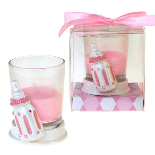 Votive Candle Favors, 2-Inch, Milk Bottle, Light Pink