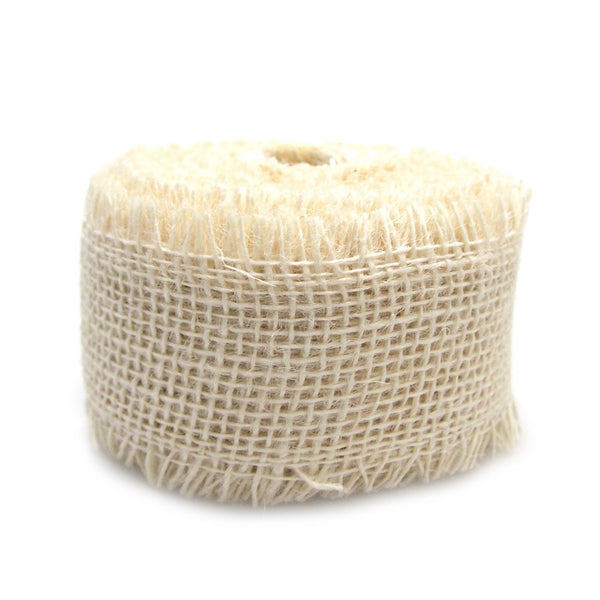 Burlap Ribbon Fringed Edge, 2-1/2-Inch, 10 Yards, Off White