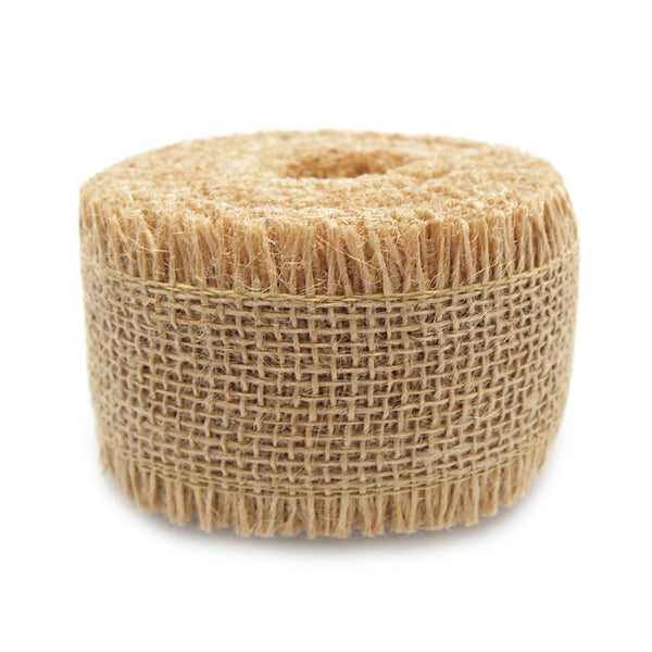 Burlap Ribbon Fringed Edge, 2-1/2-Inch, 10 Yards, Natural