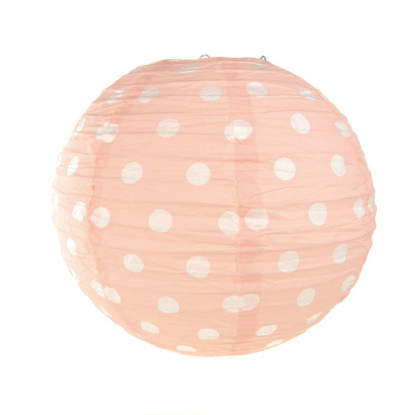 Polka Dot Hanging Paper Lanterns, Pink, 12-Inch