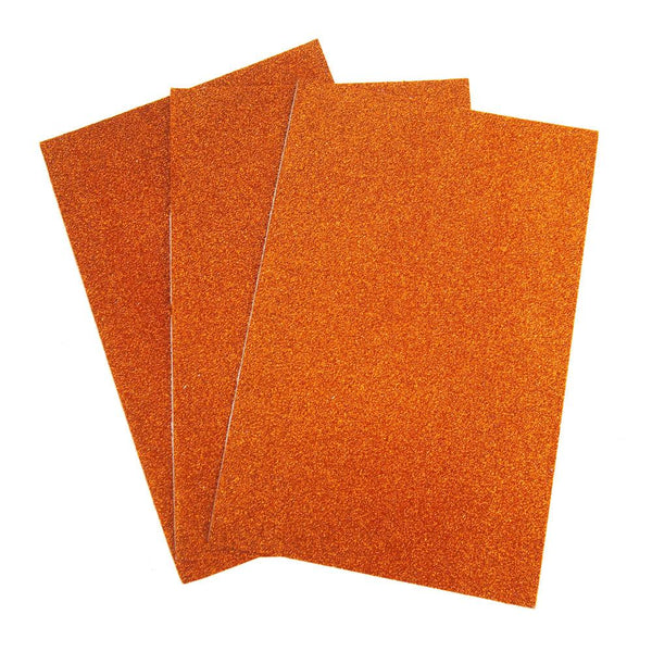 Self-Adhesive Glitter EVA Foam Sheet, 8-Inch x 12-Inch, 3-Count, Orange