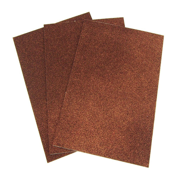 Self-Adhesive Glitter EVA Foam Sheet, 8-Inch x 12-Inch, 3-Count, Brown