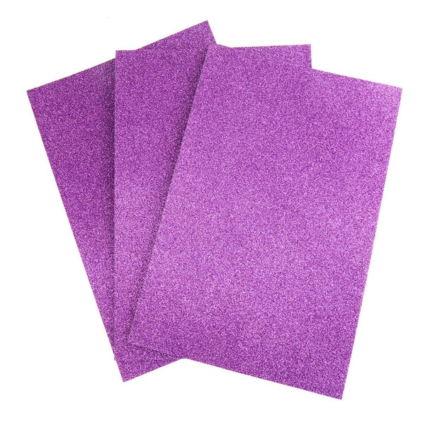 Self-Adhesive Glitter EVA Foam Sheet, 8-Inch x 12-Inch, 3-Piece, Lavender