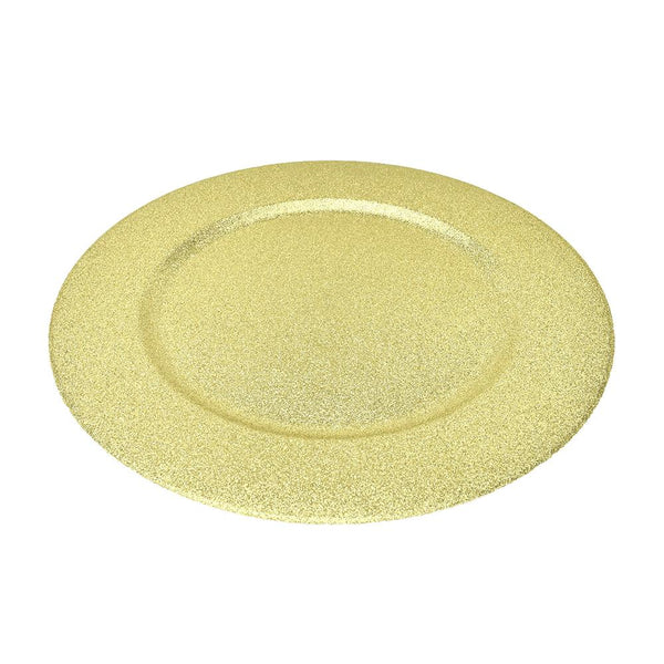 Glitter Round Charger Plate, 13-Inch, Gold, 1-Count