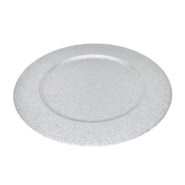 Glitter Round Charger Plate, 13-Inch, Silver, 1-Count