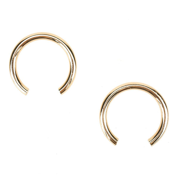 Horse Shoe Hoop Earrings, Gold, 2-Inch