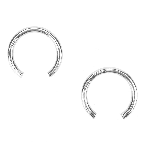 Horse Shoe Hoop Earrings, Silver, 2-Inch