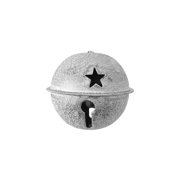 Stars Embossed Glitter Jingle Bell, 2-1/4-Inch, Silver