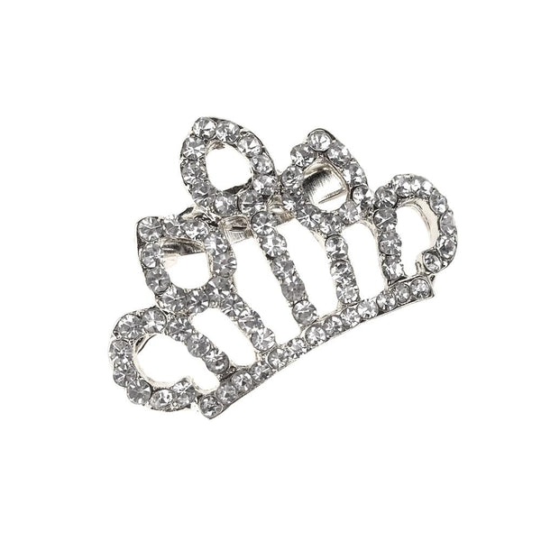 Rhinestone Princess Tiara Brooch Pin, Silver, 1-1/4-Inch