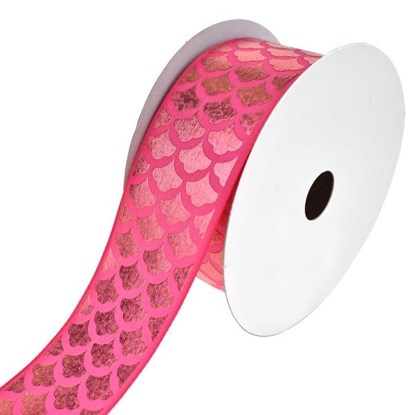 Mermaid Scales Laser Printed Ribbon, 2-1/2-Inch, 10-Yard, Hot Pink