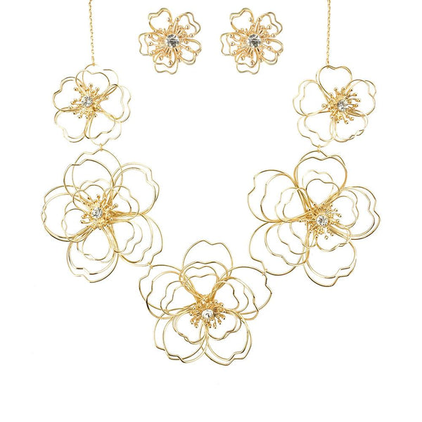 Cherry Blossom Necklace Set, Gold