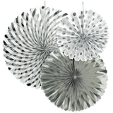 Paper Rosette Pinwheel Party Backdrop Fans, Assorted Sizes, 3-Piece