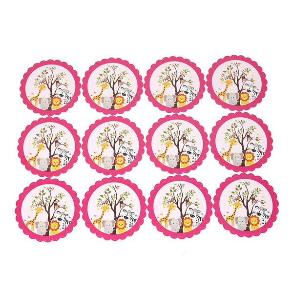 Baby Safari Seal Paper Stickers, Pink, 2-1/2-Inch, 12-Count