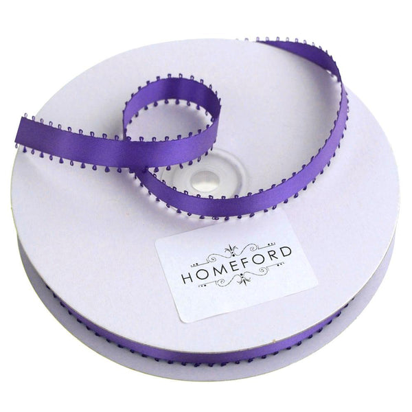 Picot-edge Double Face Satin Ribbon, 3/8-Inch, 50 Yards, Purple