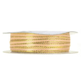 Double Faced Gold Trim Satin Ribbon, 1/8-Inch, 50-Yard