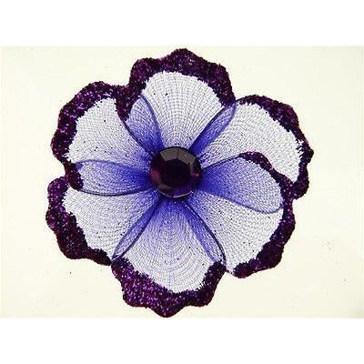 Organza Glitter Nylon, Mini Flower, 2-inch, 12-Piece, Purple