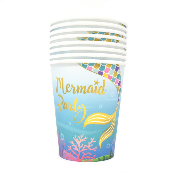 Legendary Mermaid Party Paper Cups, 9-Ounce, 8-Count