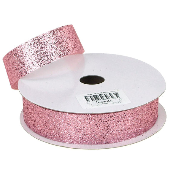 Glitter Ribbon Christmas Gift-wrapping, 7/8-Inch, 25 Yards, Light Pink