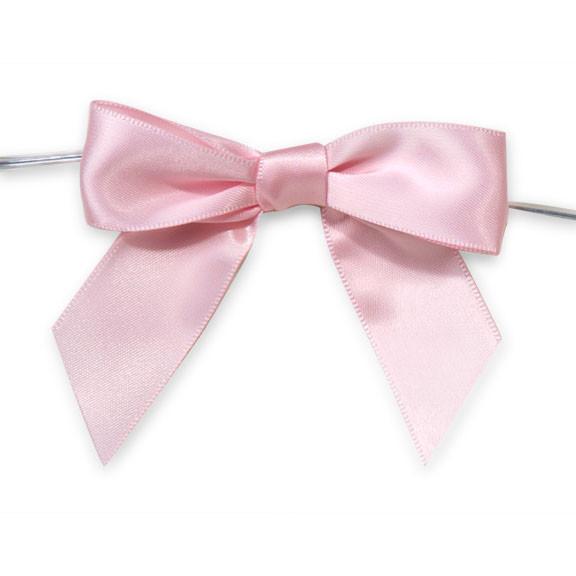 Pre-Tied Satin Bows, 7/8-Inch, 12-Piece, Pink