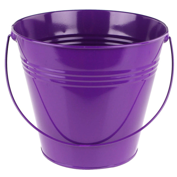 Metal Pail Bucket Party Favor, 7-Inch, Purple