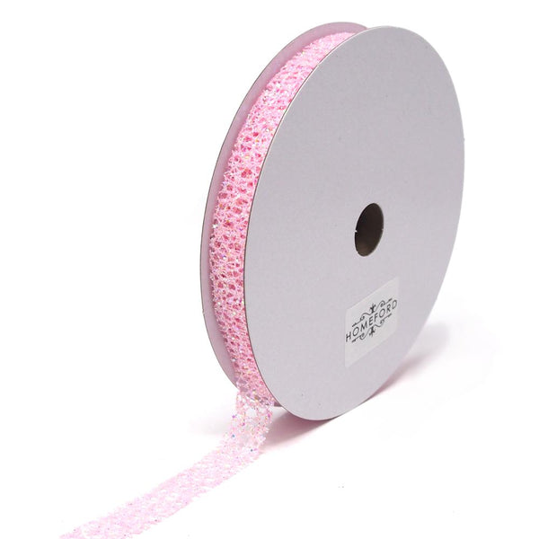 Glitter Web Mesh Ribbon, 5/8-Inch, 25 Yards, Pink