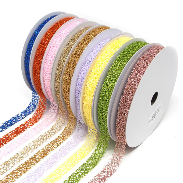 Glitter Web Mesh Ribbon, 5/8-Inch, 25 Yards