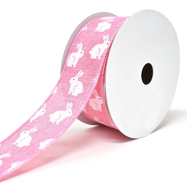 Soft Canvas Bunny Wired Printed Ribbon, 1-1/2-Inch, 10-Yard, Pink