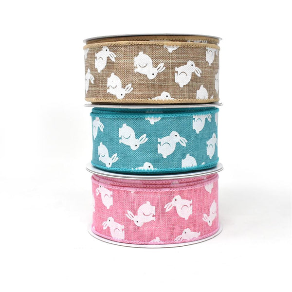 Soft Canvas Bunny Wired Printed Ribbon, 1-1/2-Inch, 10-Yard