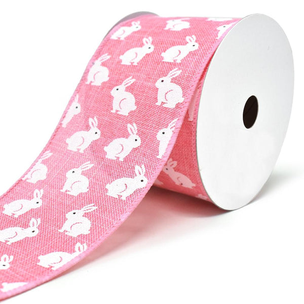 Soft Canvas Bunny Wired Printed Ribbon, 2-1/2-Inch, 10-Yard, Pink