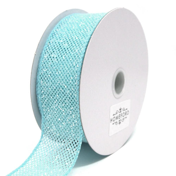 Frosted Net Wired Ribbon, Light Blue, 1-1/2-Inch, 10 Yards