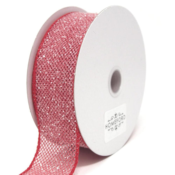 Frosted Net Wired Ribbon, Red, 1-1/2-Inch, 10 Yards