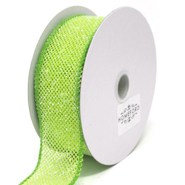 Frosted Net Wired Ribbon, Kiwi, 1-1/2-Inch, 10 Yards