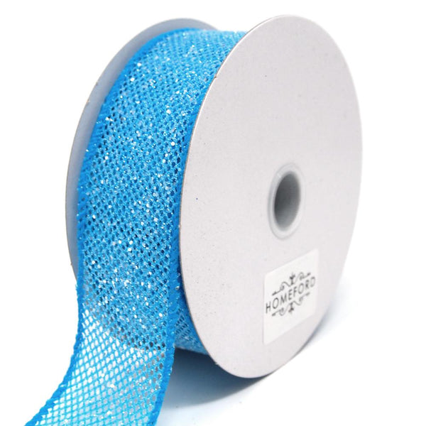 Frosted Net Wired Ribbon, Turquoise, 1-1/2-Inch, 10 Yards