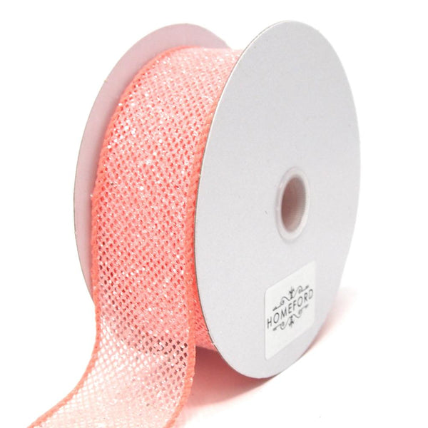 Frosted Net Wired Ribbon, Coral, 1-1/2-Inch, 10 Yards