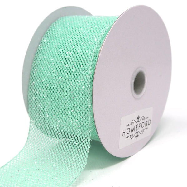 Frosted Net Wired Ribbon, Mint, 2-1/2-Inch, 10 Yards