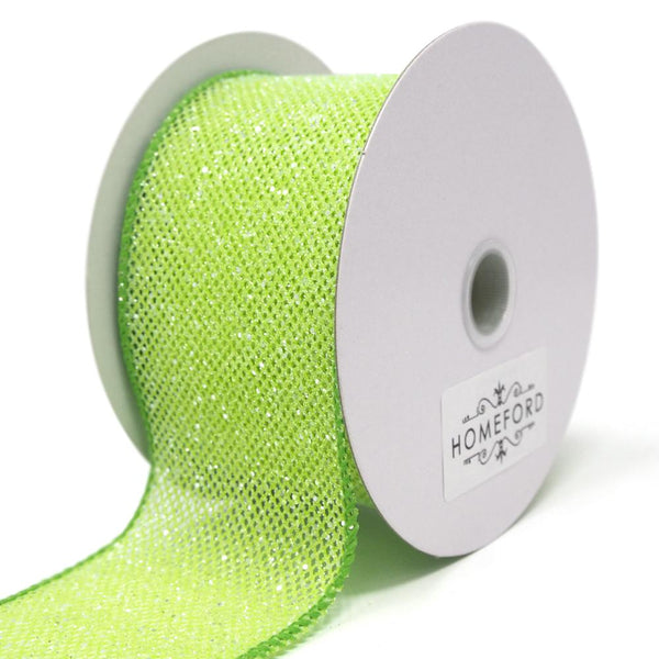 Frosted Net Wired Ribbon, Kiwi, 2-1/2-Inch, 10 Yards