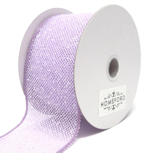 Frosted Net Wired Ribbon, Lavender, 2-1/2-Inch, 10 Yards