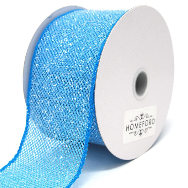 Frosted Net Wired Ribbon, Turquoise, 2-1/2-Inch, 10 Yards