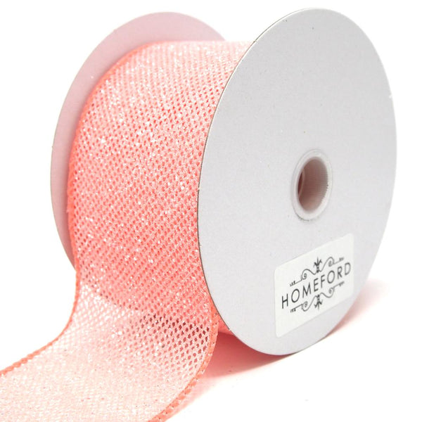 Frosted Net Wired Ribbon, Coral, 2-1/2-Inch, 10 Yards