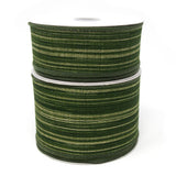 Green Leaf Stripes Woven Wired Ribbon, 10 Yards