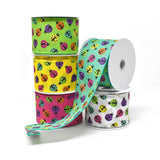 Vibrant Colored Lady Bugs Wired Linen Ribbon, 2-1/2-Inch, 10-Yard