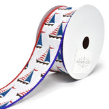 Sailboats at Sea Wired Linen Ribbon, 1-1/2-Inch, 10-Yard