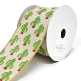 Deco Cactus Wired Linen Ribbon, 2-1/2-Inch, 10-Yard