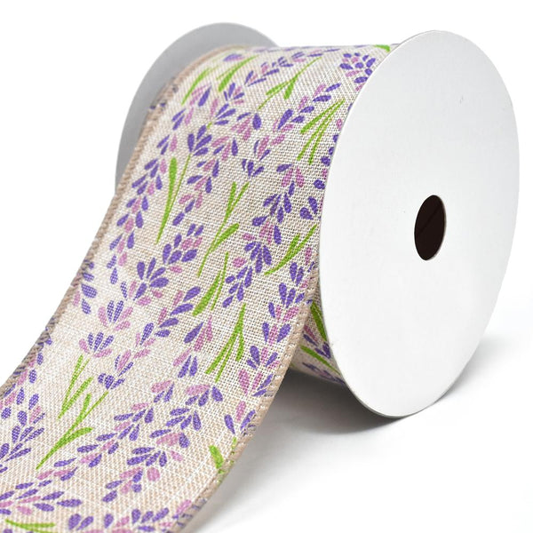 Blooming Hyacinth Wired Linen Ribbon, 2-1/2-Inch, 10-Yard, Purple