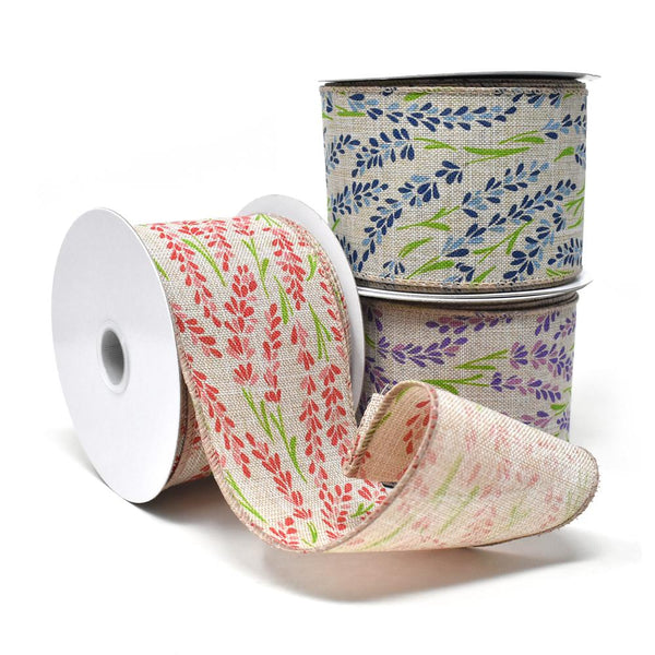 Blooming Hyacinth Wired Linen Ribbon, 2-1/2-Inch, 10-Yard