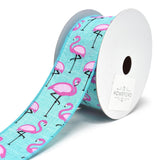 Tropical Flamingo Wired Linen Ribbon, 1-1/2-Inch, 10-Yard