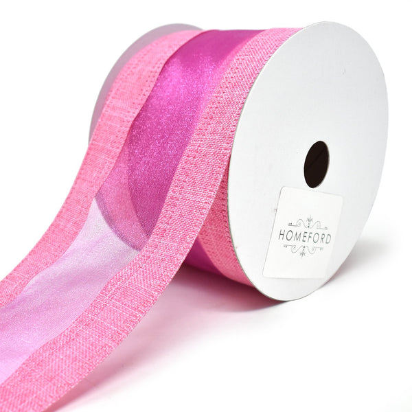 Linen Edge Wired Organza Ribbon, 2-1/2-Inch, 10-Yard, Fuchsia