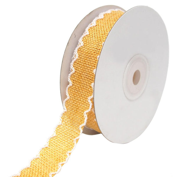 Scalloped Edge Faux Jute Ribbon, Gold, 1-Inch, 10-Yards