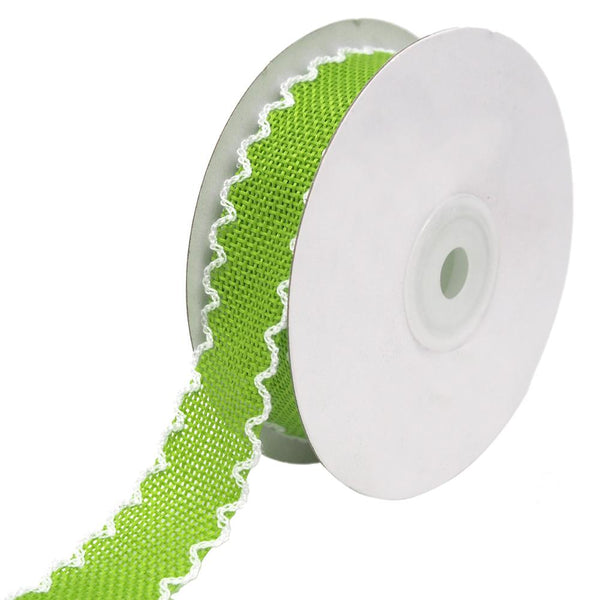 Scalloped Edge Faux Jute Ribbon, Lime, 1-Inch, 10-Yards