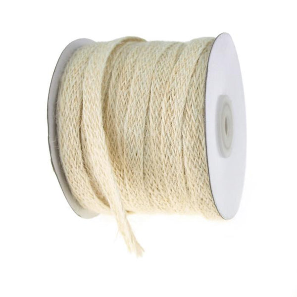 Braided Burlap Jute Ribbon, 3/8-Inch, 25 Yards Ivory